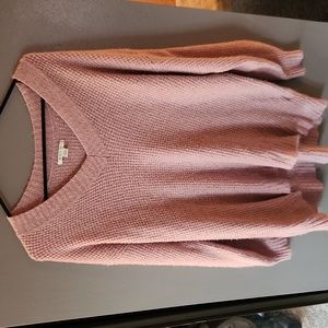 American Eagle Outfitters Pink V-Neck Sweater